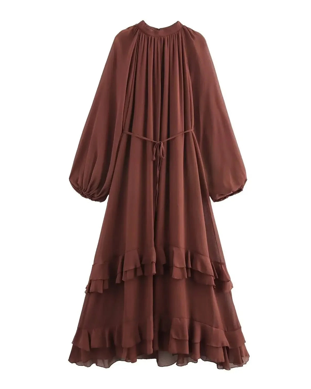 Vestido Longo Feminino com Renda e Gola Delicada – Elegância Atemporal