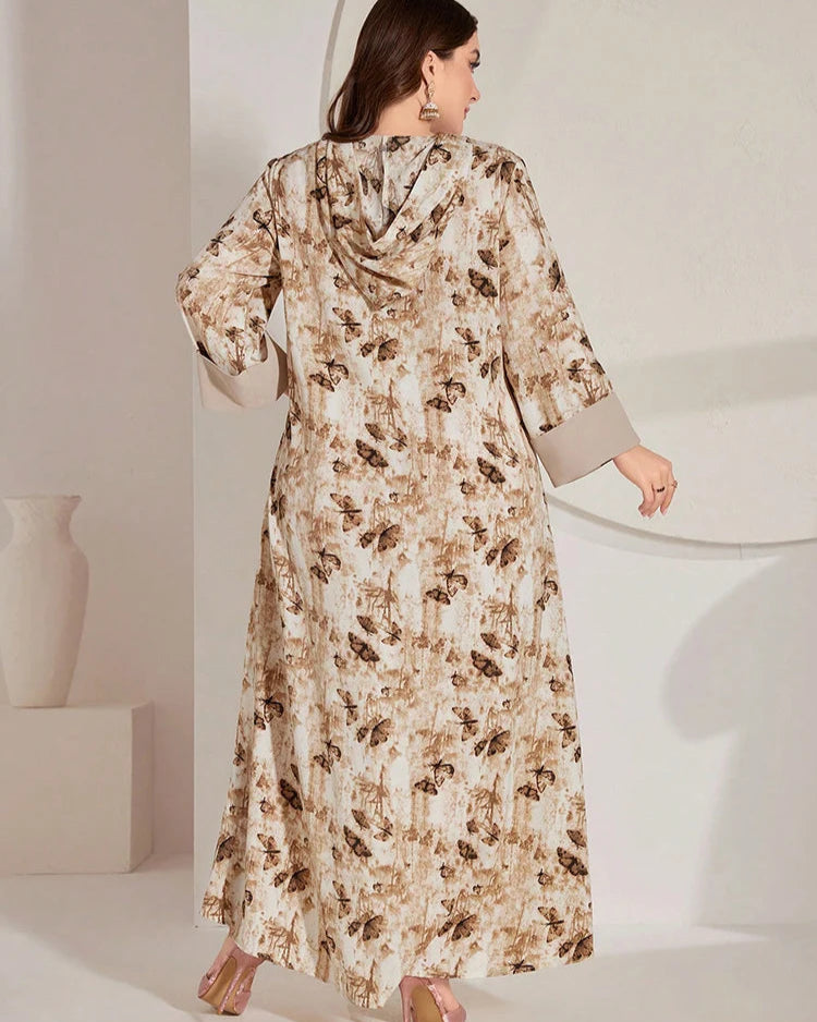 Encanto de Borboletas – Vestido Árabe Maxi Luxo Plus Size