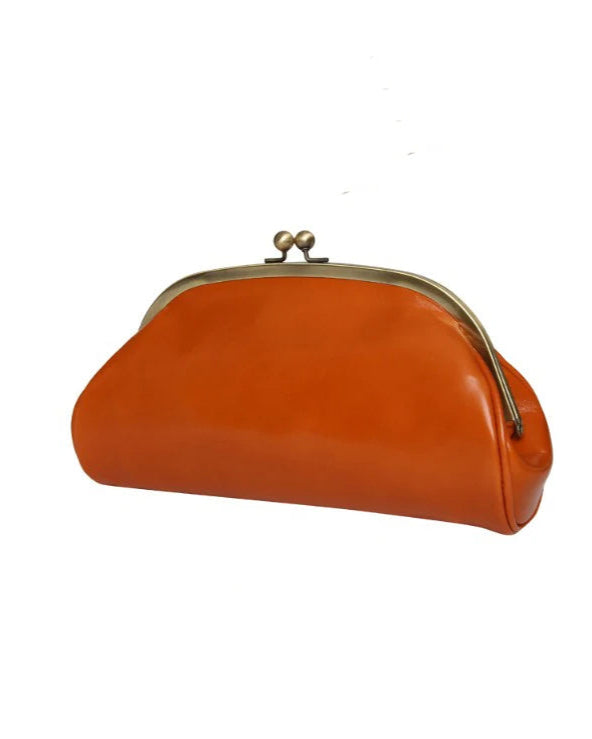 Clutch Feminina Vintage com Fecho de Metal – Elegância Clássica em Couro Ecológico