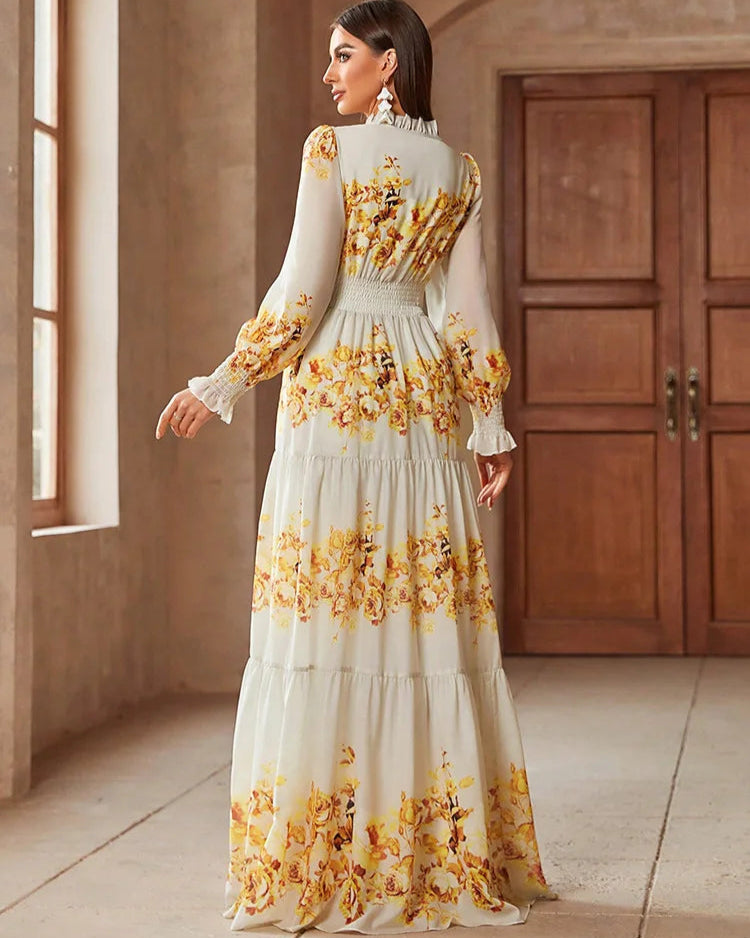 Vestido Flora – Estilo Casual e Elegante com Babados e Cintura Marcada