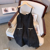 Conjunto Plus Size Noir Chic – Vestido de Alça com Casaco para o Outono