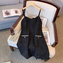 Conjunto Plus Size Noir Chic – Vestido de Alça com Casaco para o Outono