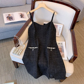 Conjunto Plus Size Noir Chic – Vestido de Alça com Casaco para o Outono