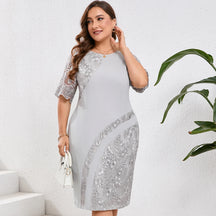Vestido Plus Size Midi Encanto – Elegância Bordada  para Festas e Casamentos