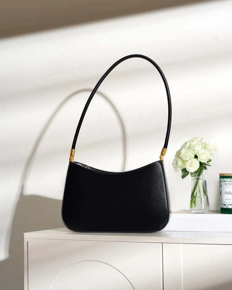 Bolsa Feminina de Ombro em Couro Legítimo – Estilo Retrô com Acabamento de Alta Costura