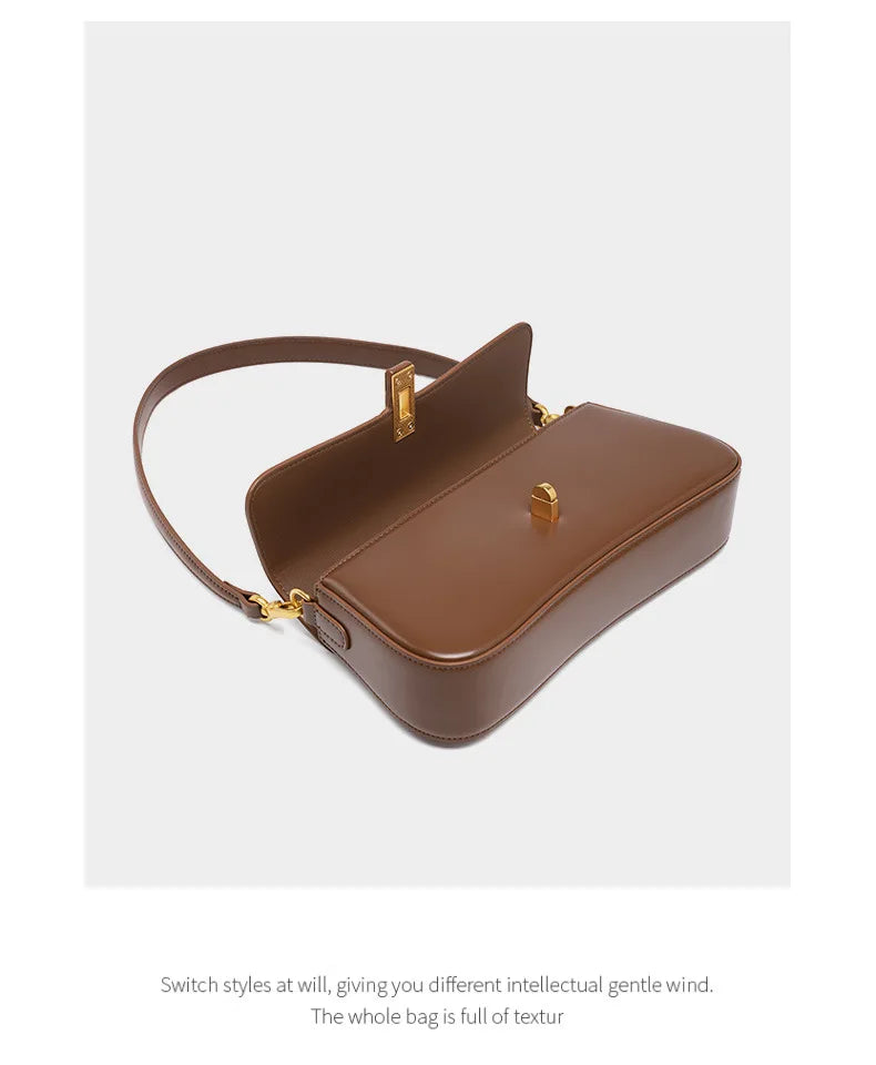 Bolsa Baguete em Couro Legítimo – Elegância Compacta para o Dia a Dia