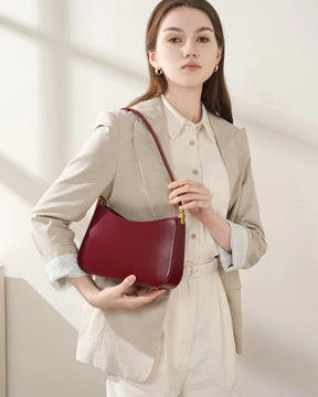 Bolsa Feminina de Ombro em Couro Legítimo – Estilo Retrô com Acabamento de Alta Costura