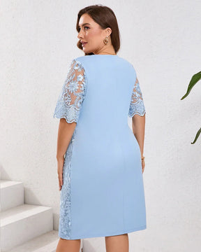 Vestido Plus Size Midi Encanto – Elegância Bordada  para Festas e Casamentos