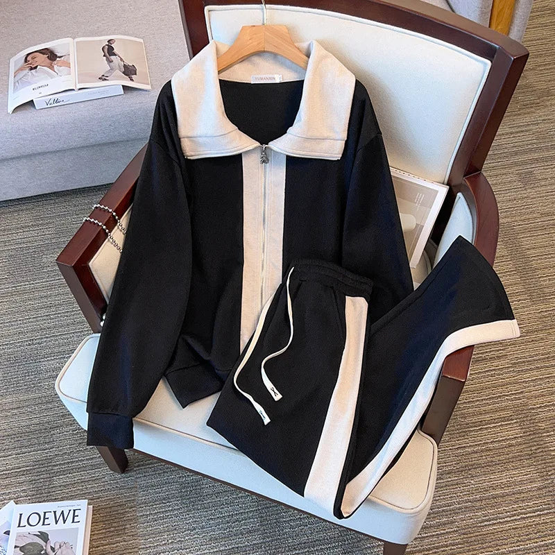 Conjunto Plus Size Delicadeza Urbana – Suéter Fino e Calça Casual para Meia-Estação