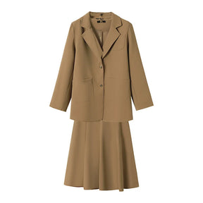 Conjunto Plus Size Executiva – Terno 3 Peças com Casaco, Colete e Saia Midi