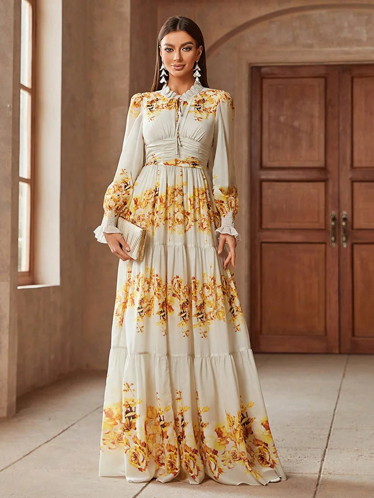 Vestido Flora – Estilo Casual e Elegante com Babados e Cintura Marcada