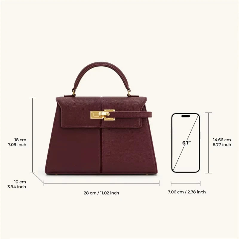 Bolsa Feminina Estruturada de Luxo – Modelo Elise em Tamanho Grande com Alça Transversal