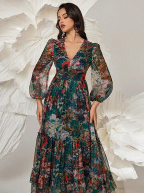 Vestido Maxi Boho "Jardim Antigo" – Elegância Vintage com Estampa Floral