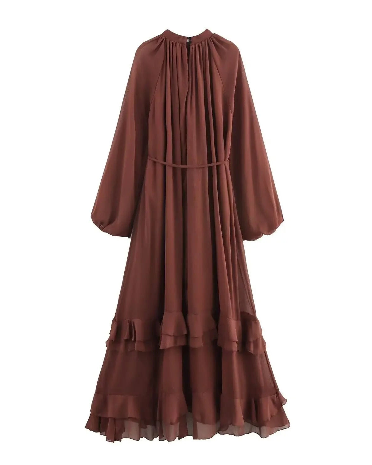 Vestido Longo Feminino com Renda e Gola Delicada – Elegância Atemporal