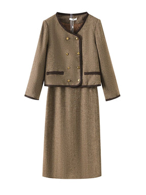 Conjunto Plus Size Charme Parisiense – Jaqueta e Saia de Cintura Alta