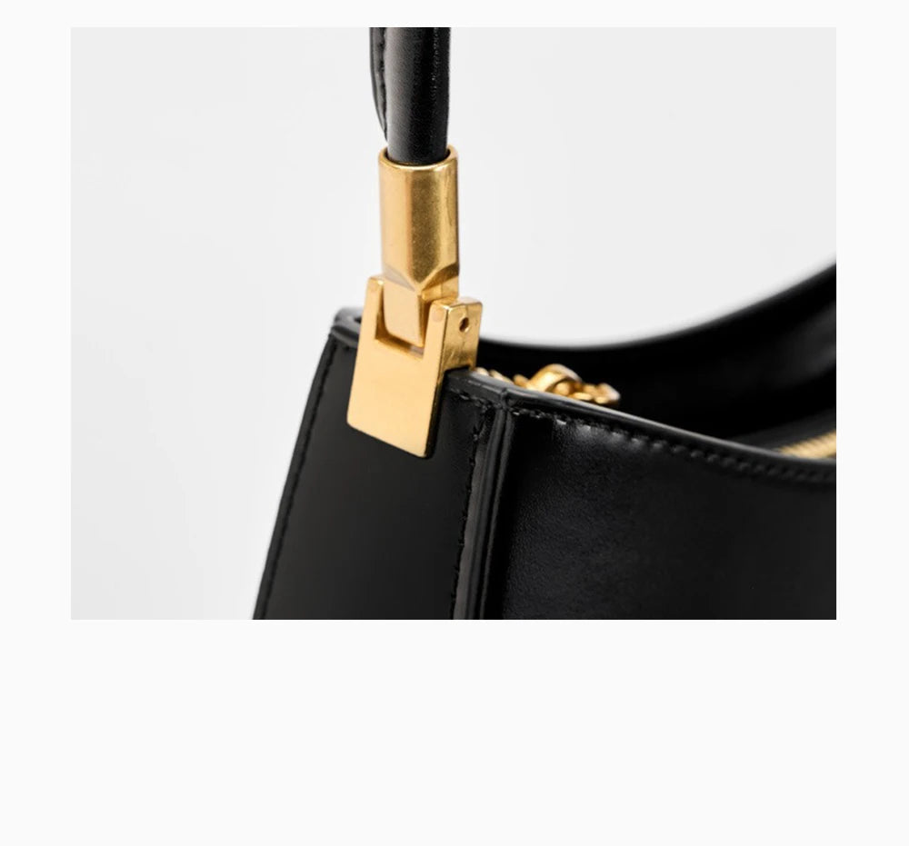 Bolsa Feminina de Ombro em Couro Legítimo – Estilo Retrô com Acabamento de Alta Costura