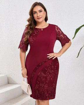 Vestido Plus Size Midi Encanto – Elegância Bordada  para Festas e Casamentos