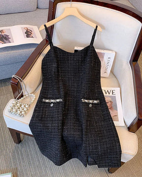 Conjunto Plus Size Noir Chic – Vestido de Alça com Casaco para o Outono